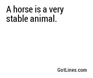 A horse is a very stable animal.
