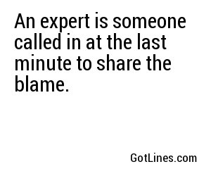 An expert is someone called in at the last minute to share the blame.