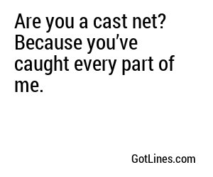 Are you a cast net? Because you’ve caught every part of me.
