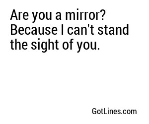 Are you a mirror? Because I can't stand the sight of you.
