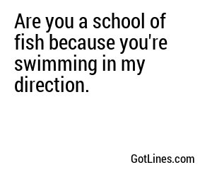 Are you a school of fish because you're swimming in my direction.
