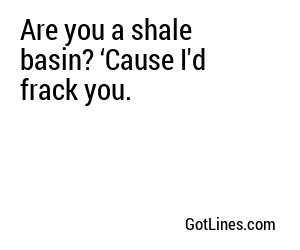 Are you a shale basin? ‘Cause I'd frack you.
