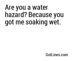 Are you a water hazard? Because you got me soaking wet.
