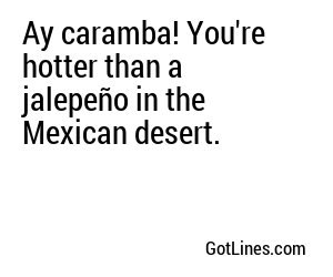 Ay caramba! You're hotter than a jalepeño in the Mexican desert.
