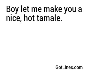 Boy let me make you a nice, hot tamale.
