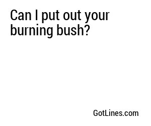 Can I put out your burning bush?
