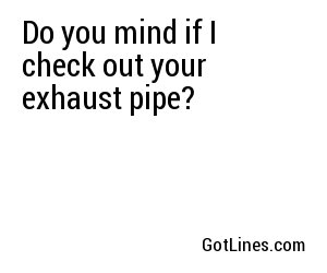 Do you mind if I check out your exhaust pipe?
