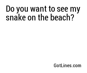 Do you want to see my snake on the beach?
