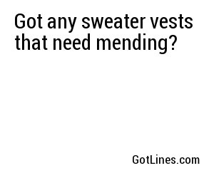 Got any sweater vests that need mending?
