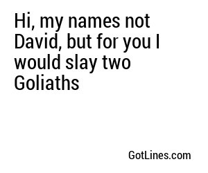 Hi, my names not David, but for you I would slay two Goliaths
