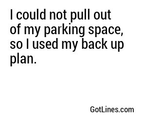 I could not pull out of my parking space, so I used my back up plan.
