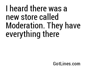 I heard there was a new store called Moderation. They have everything there
