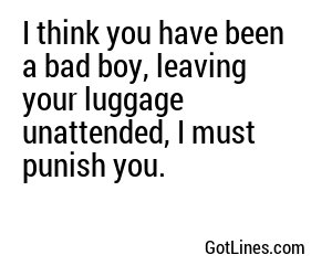 I think you have been a bad boy, leaving your luggage unattended, I must punish you.
