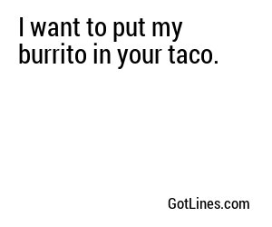 I want to put my burrito in your taco.
