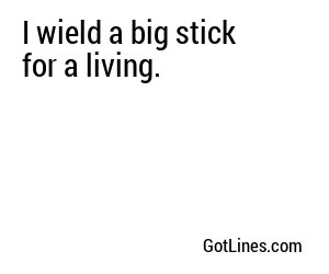 I wield a big stick for a living.
