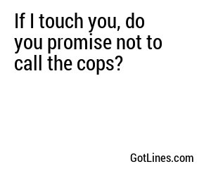 If I touch you, do you promise not to call the cops?
