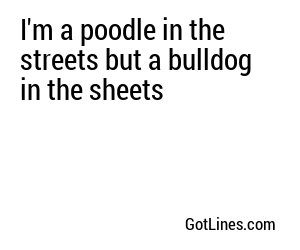 I'm a poodle in the streets but a bulldog in the sheets
