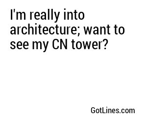 I'm really into architecture; want to see my CN tower?
