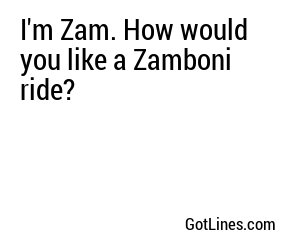 I'm Zam. How would you like a Zamboni ride?
