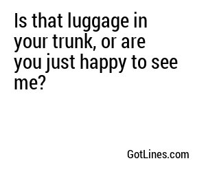 Is that luggage in your trunk, or are you just happy to see me?
