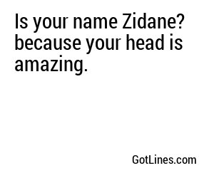 Is your name Zidane? because your head is amazing.
