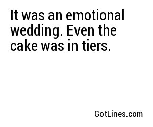 It was an emotional wedding. Even the cake was in tiers.
