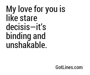 My love for you is like stare decisis—it’s binding and unshakable.
