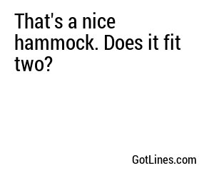 That's a nice hammock. Does it fit two?
