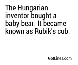 The Hungarian inventor bought a baby bear. It became known as Rubik's cub.
