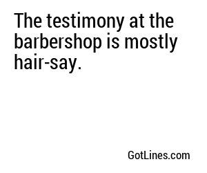 The testimony at the barbershop is mostly hair-say.
