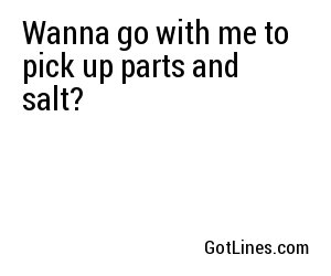 Wanna go with me to pick up parts and salt?
