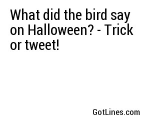 What did the bird say on Halloween? - Trick or tweet!
