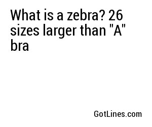 What is a zebra? 26 sizes larger than 