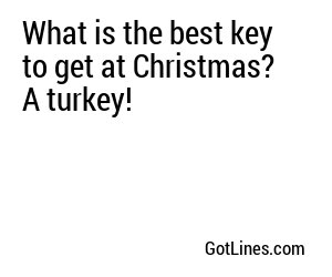 What is the best key to get at Christmas? A turkey!
