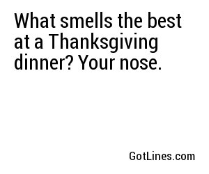 What smells the best at a Thanksgiving dinner? Your nose.
