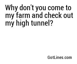 Why don't you come to my farm and check out my high tunnel?
