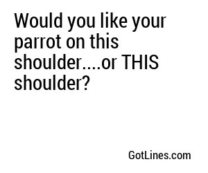 Would you like your parrot on this shoulder....or THIS shoulder?
