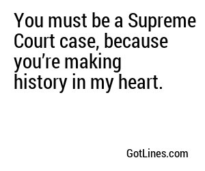 You must be a Supreme Court case, because you’re making history in my heart.
