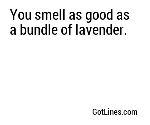 You smell as good as a bundle of lavender.
