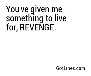 You've given me something to live for, REVENGE.
