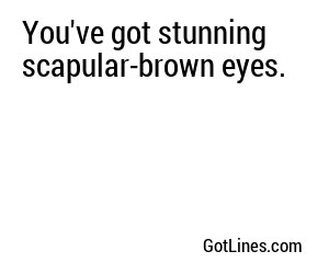 You've got stunning scapular-brown eyes.
