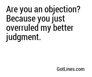 Are you an objection? Because you just overruled my better judgment.
